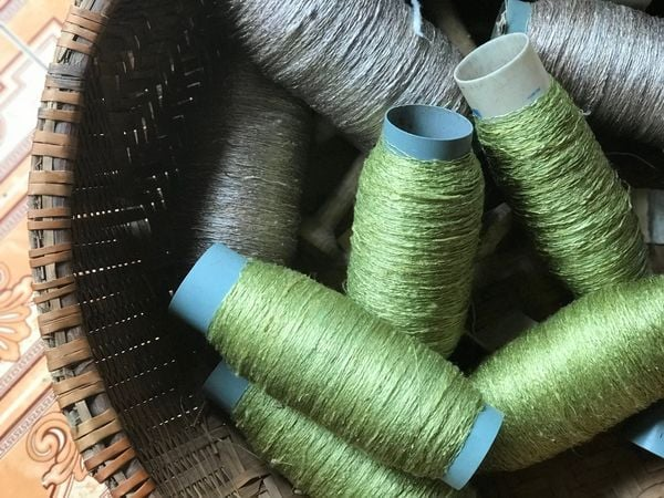 Since ancient times, these thick silk filaments were spun by hand and naturally dyed using barks, leaves, and roots, yielding rustic yet durable handwoven rustic silk fabric