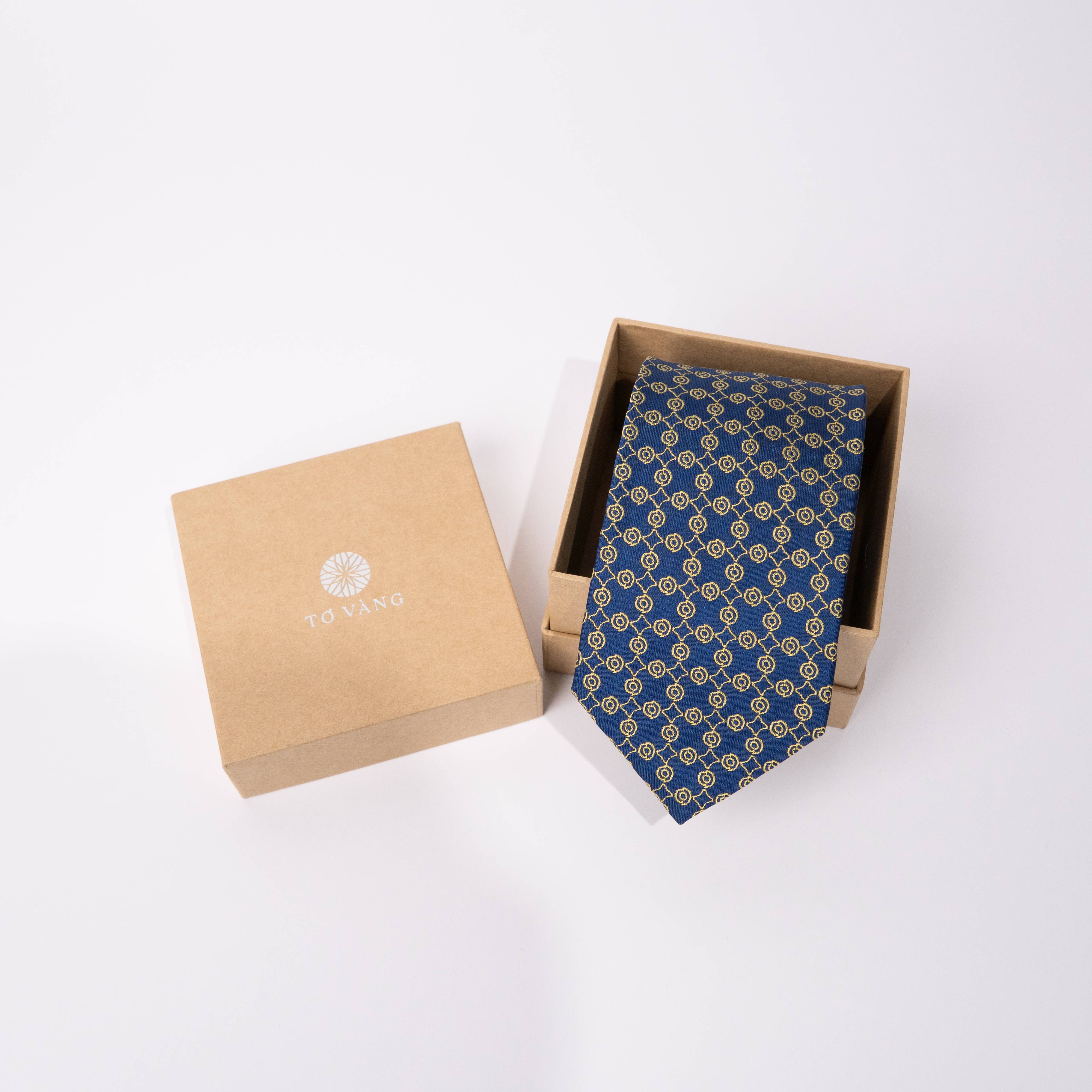 Cà vạt lụa ô tròn/ Xanh/ 6cm