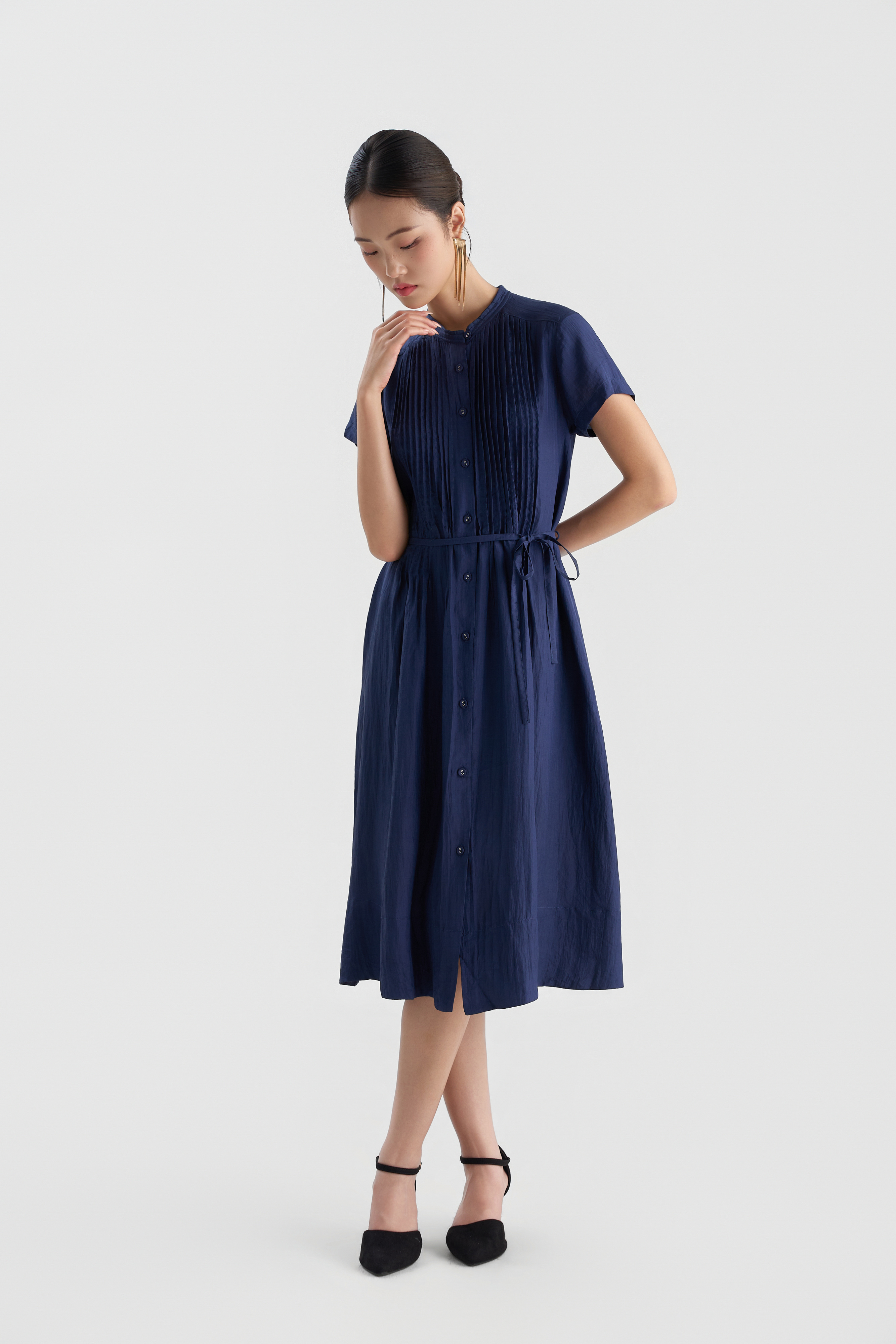 Váy Chần Tay Kaia Cộc Tay/ Xanh Navy