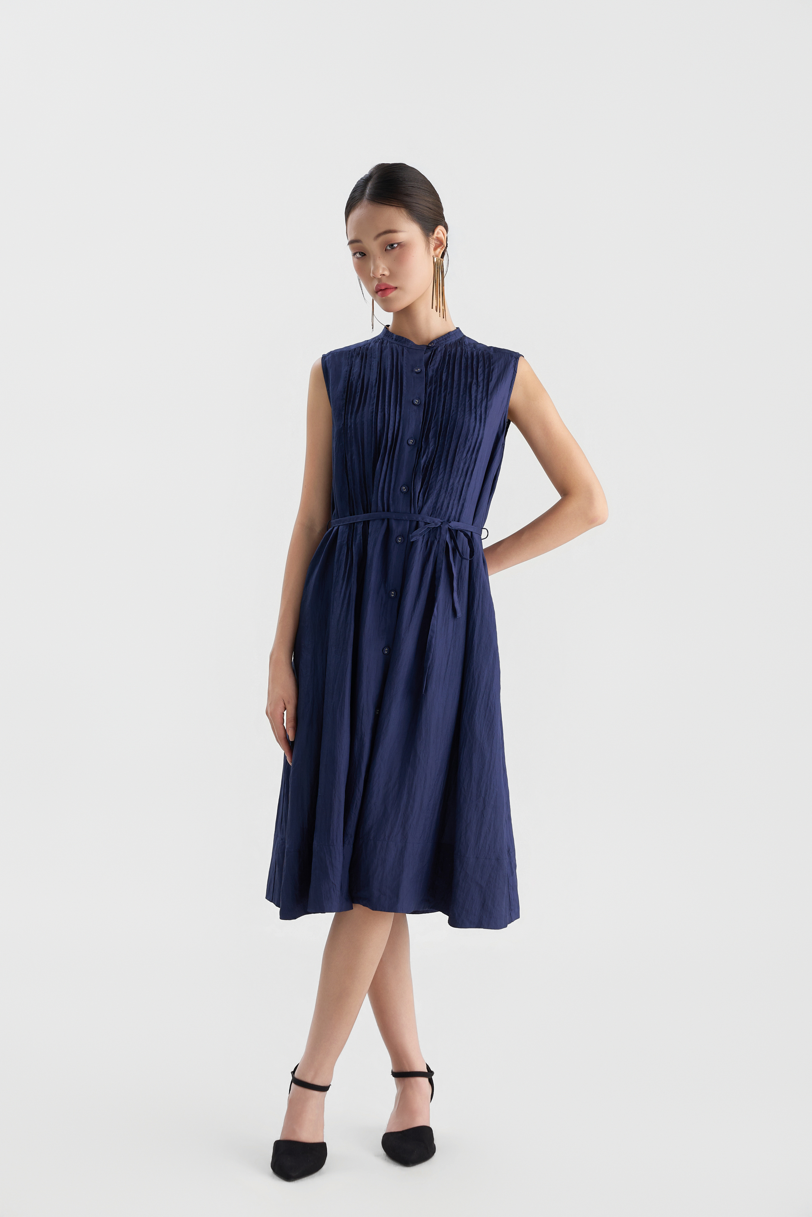 Váy Chần Tay Kaia Sát Nách/ Xanh Navy