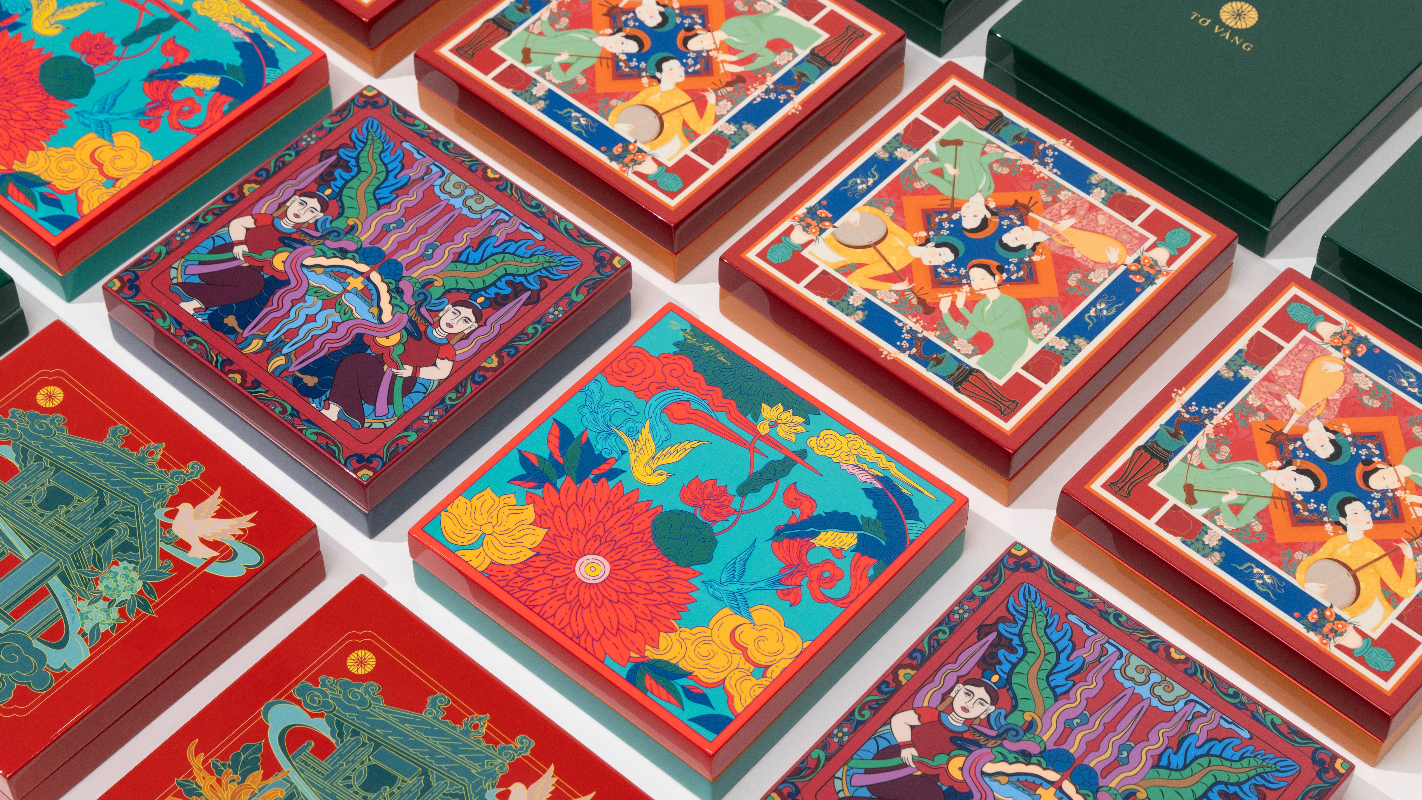 Bộ quà tặng Hộp sơn mài & Khăn lụa in họa tiết độc đáo