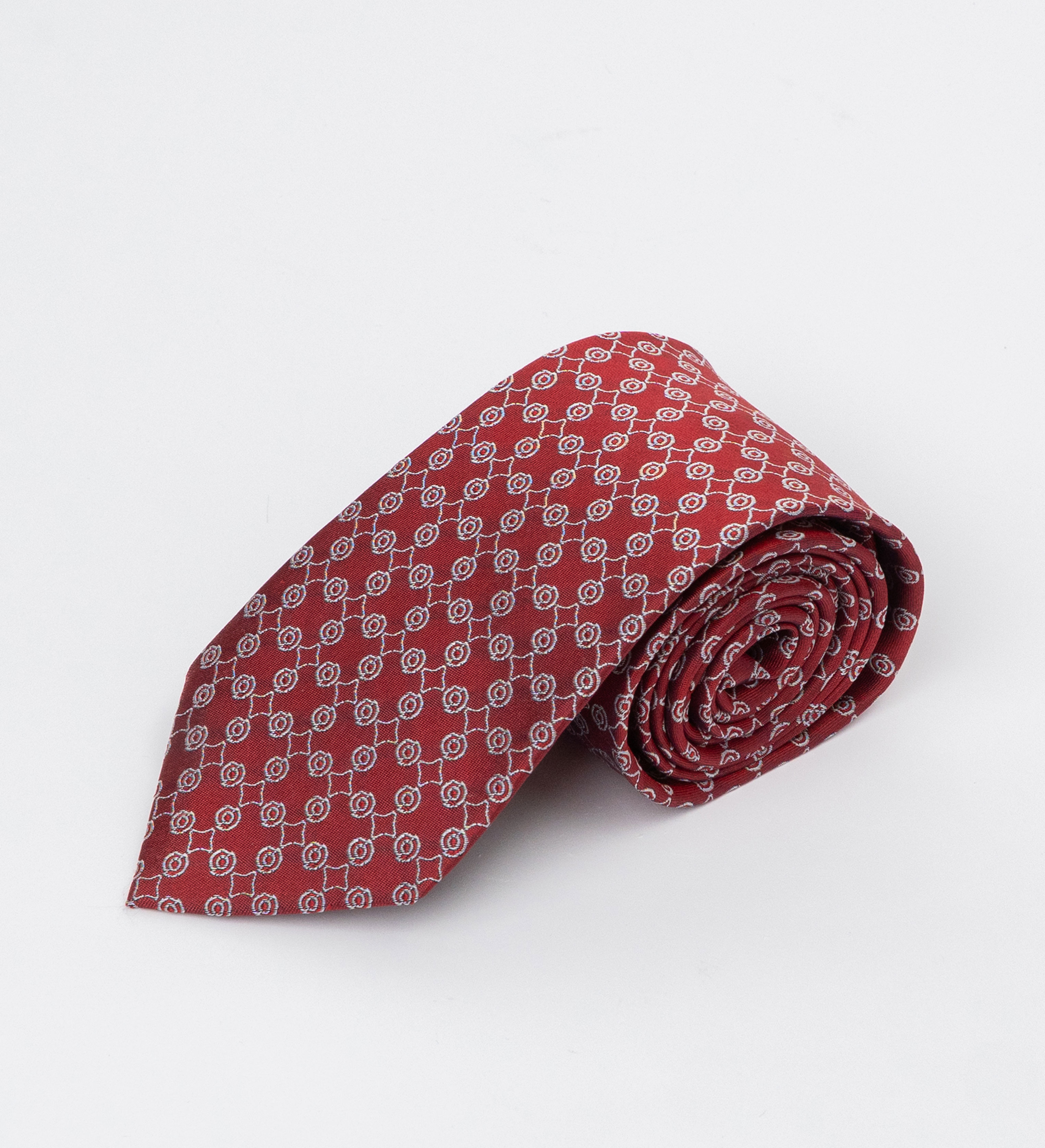 Cà vạt lụa ô tròn/ Đỏ/ 8cm