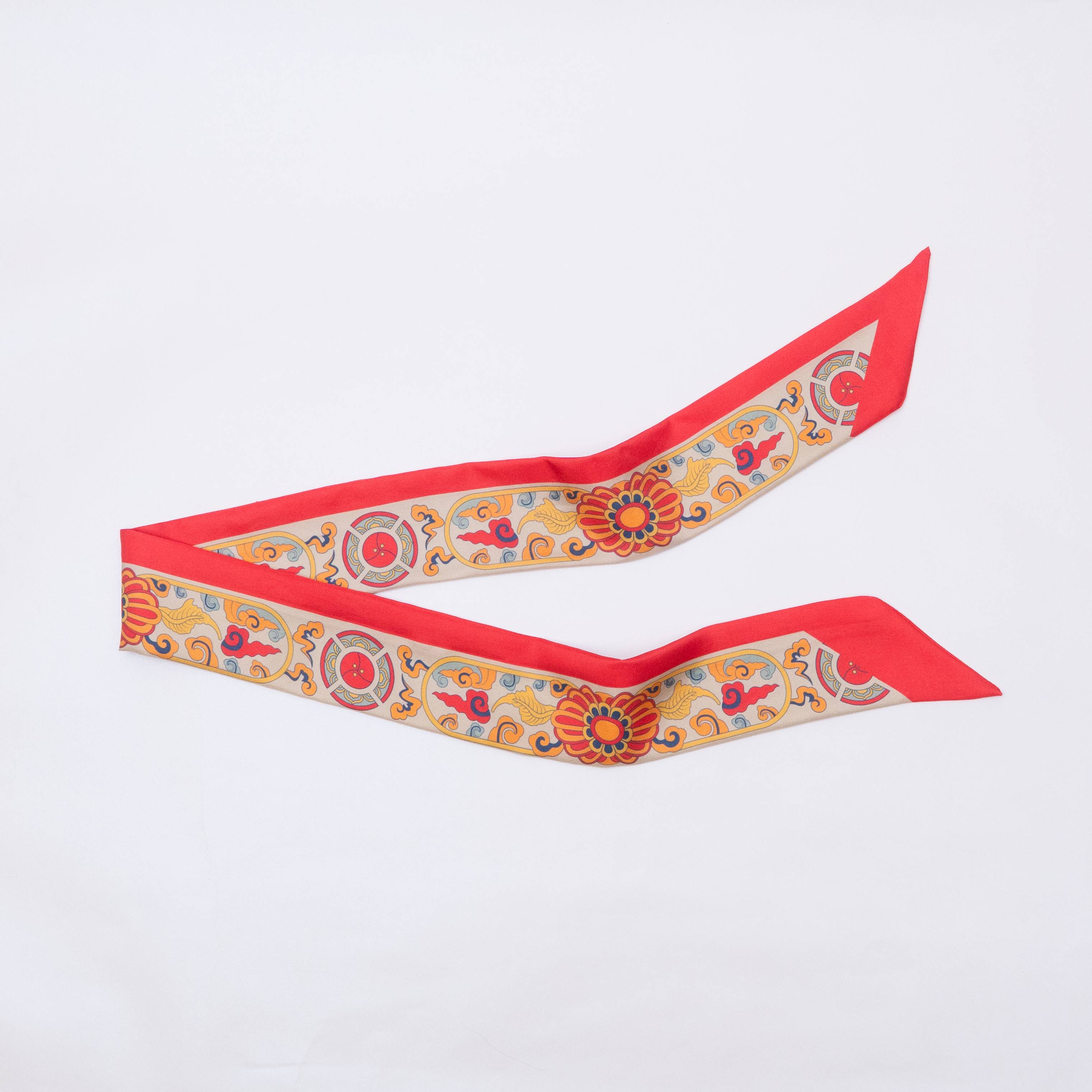 Khăn lụa Twilly Lưỡng Long Hí Châu/ Hồng