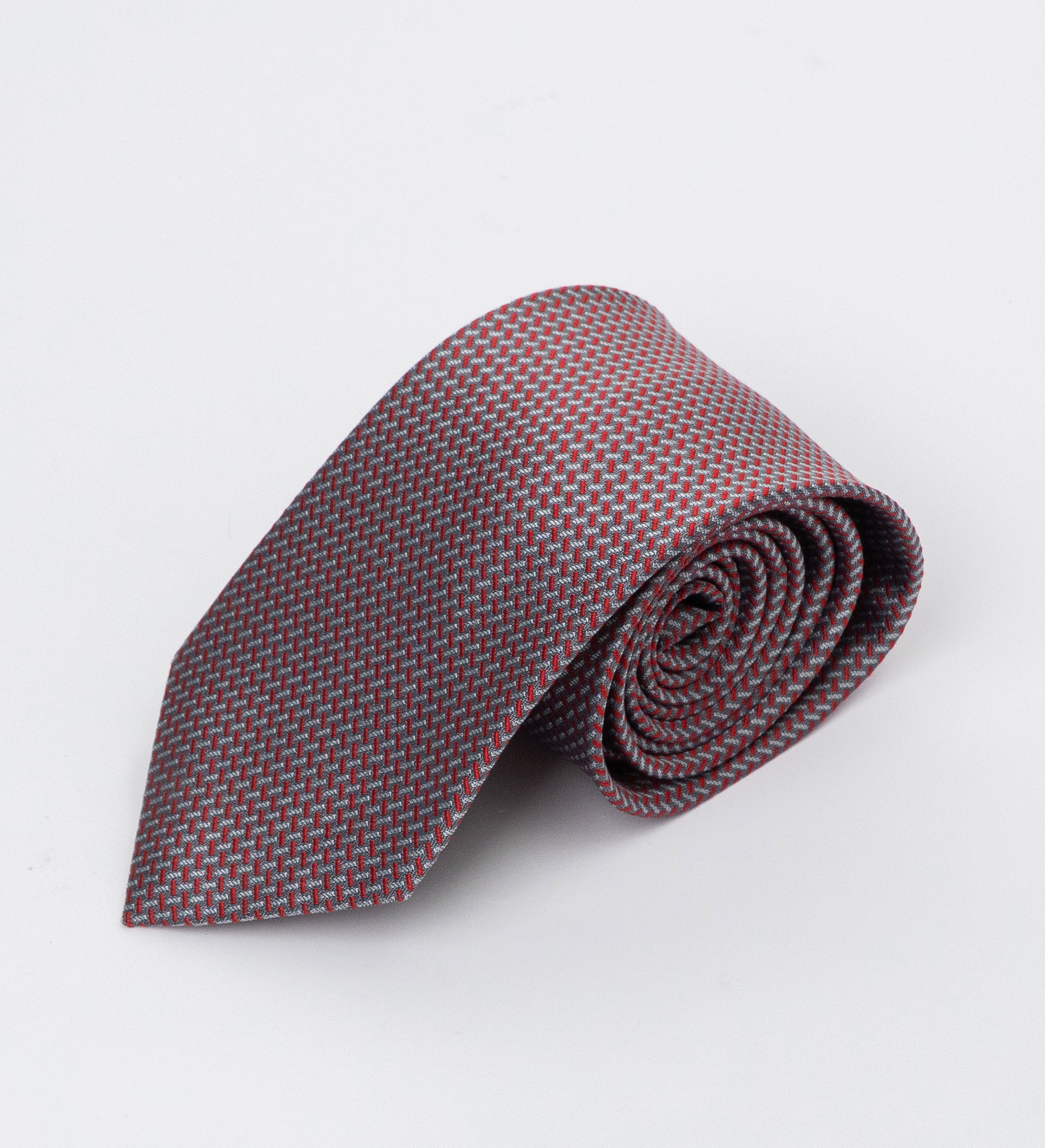 Cà vạt lụa kẻ chéo nhỏ/ Đỏ