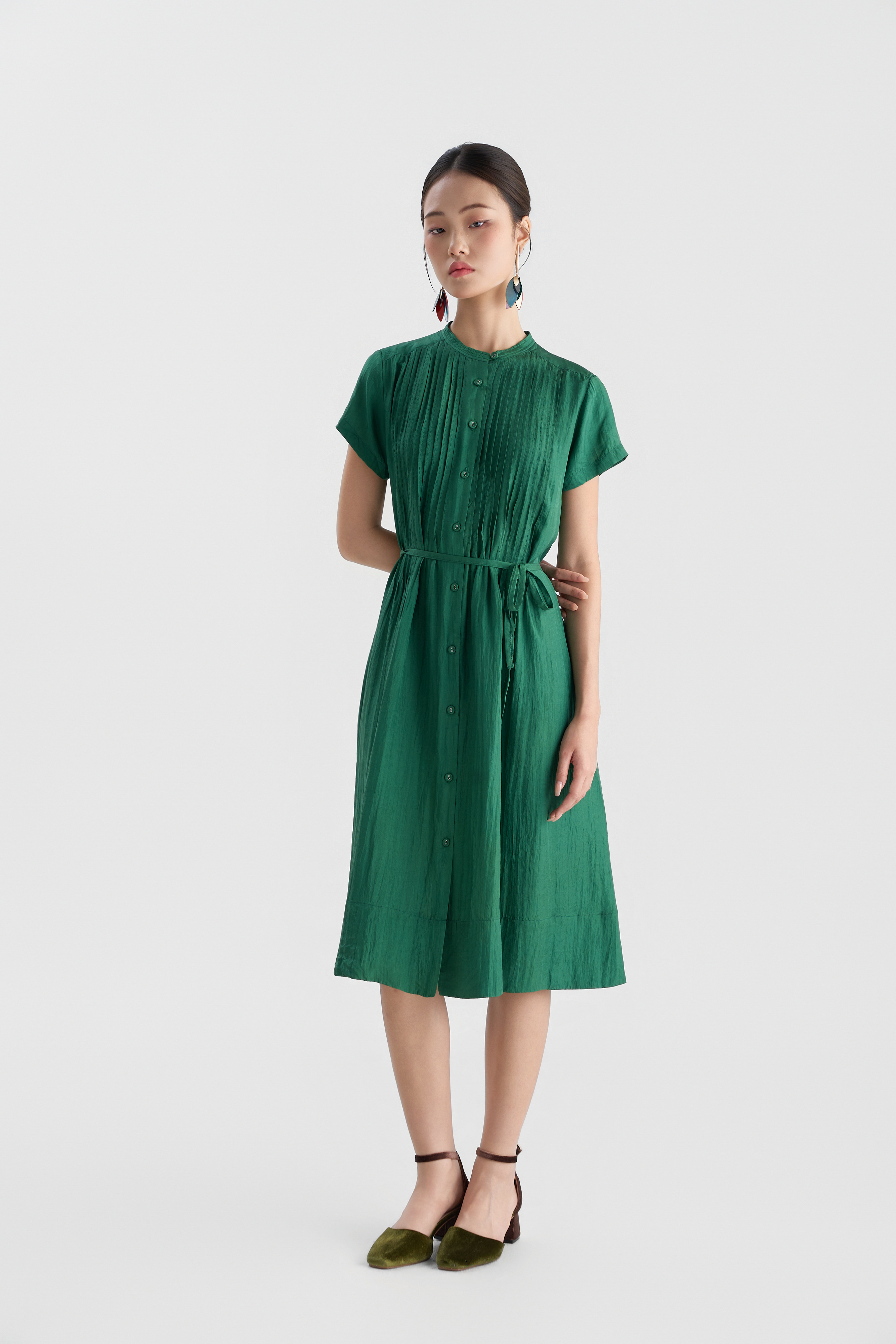 Váy Chần Tay Kaia Cộc Tay/ Xanh