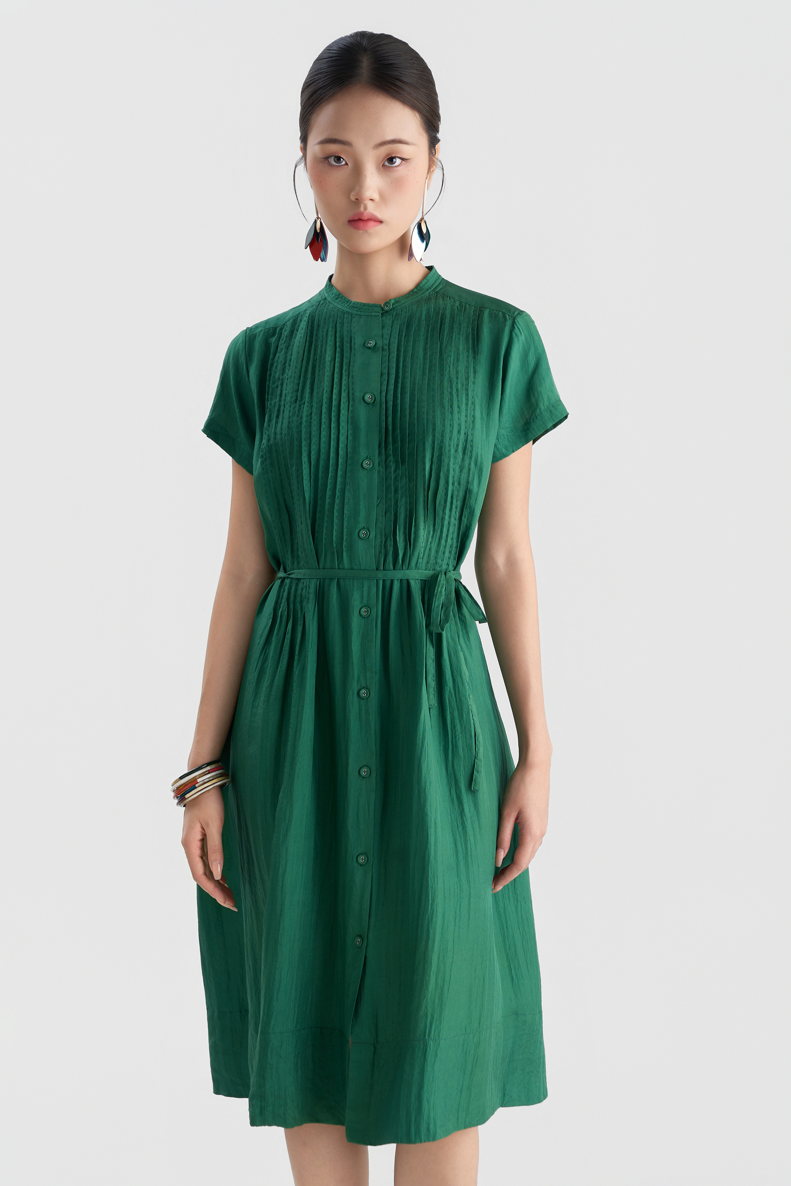 Váy Chần Tay Kaia Cộc Tay/ Xanh