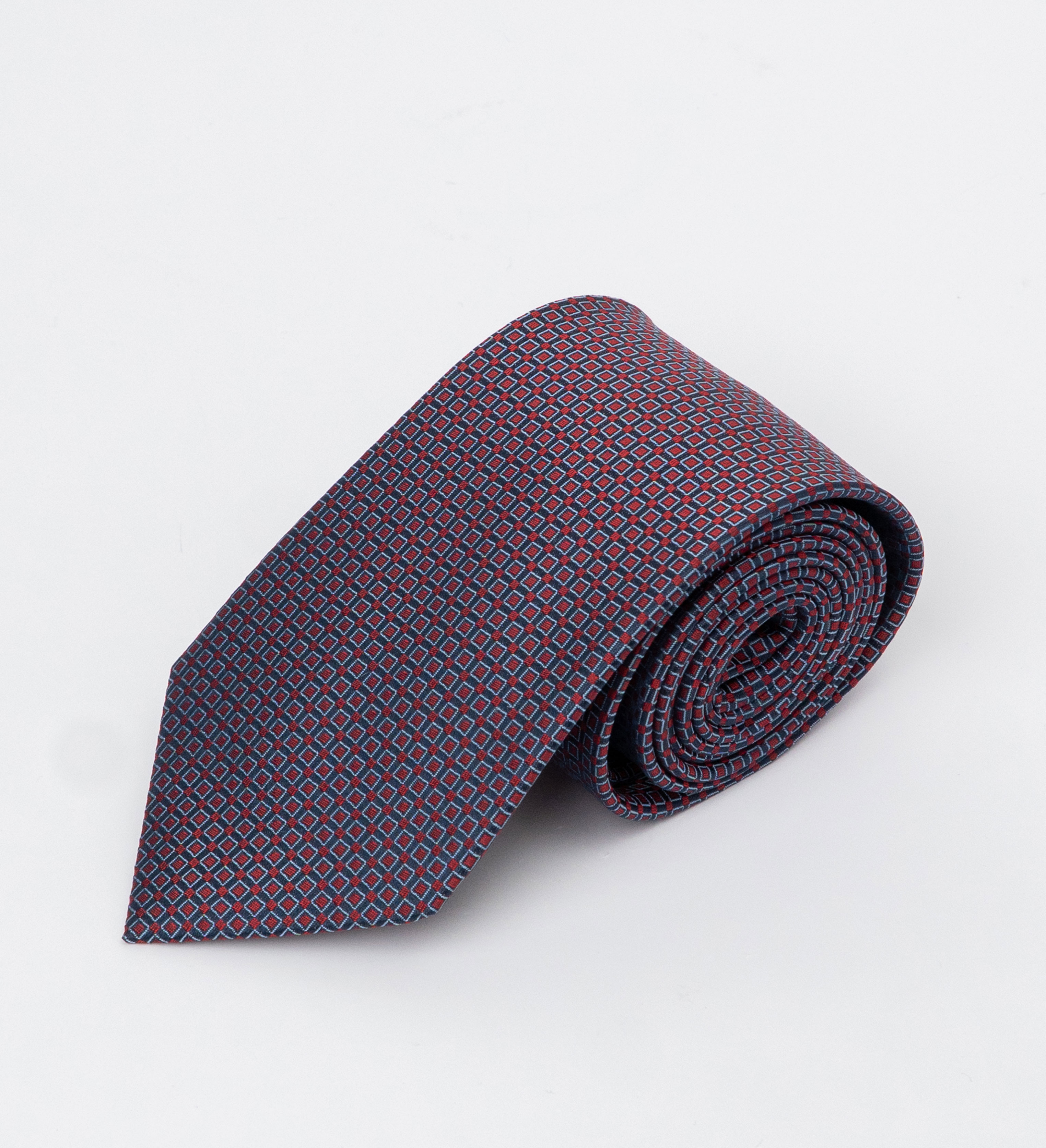 Cà vạt lụa ô vuông/ Đỏ