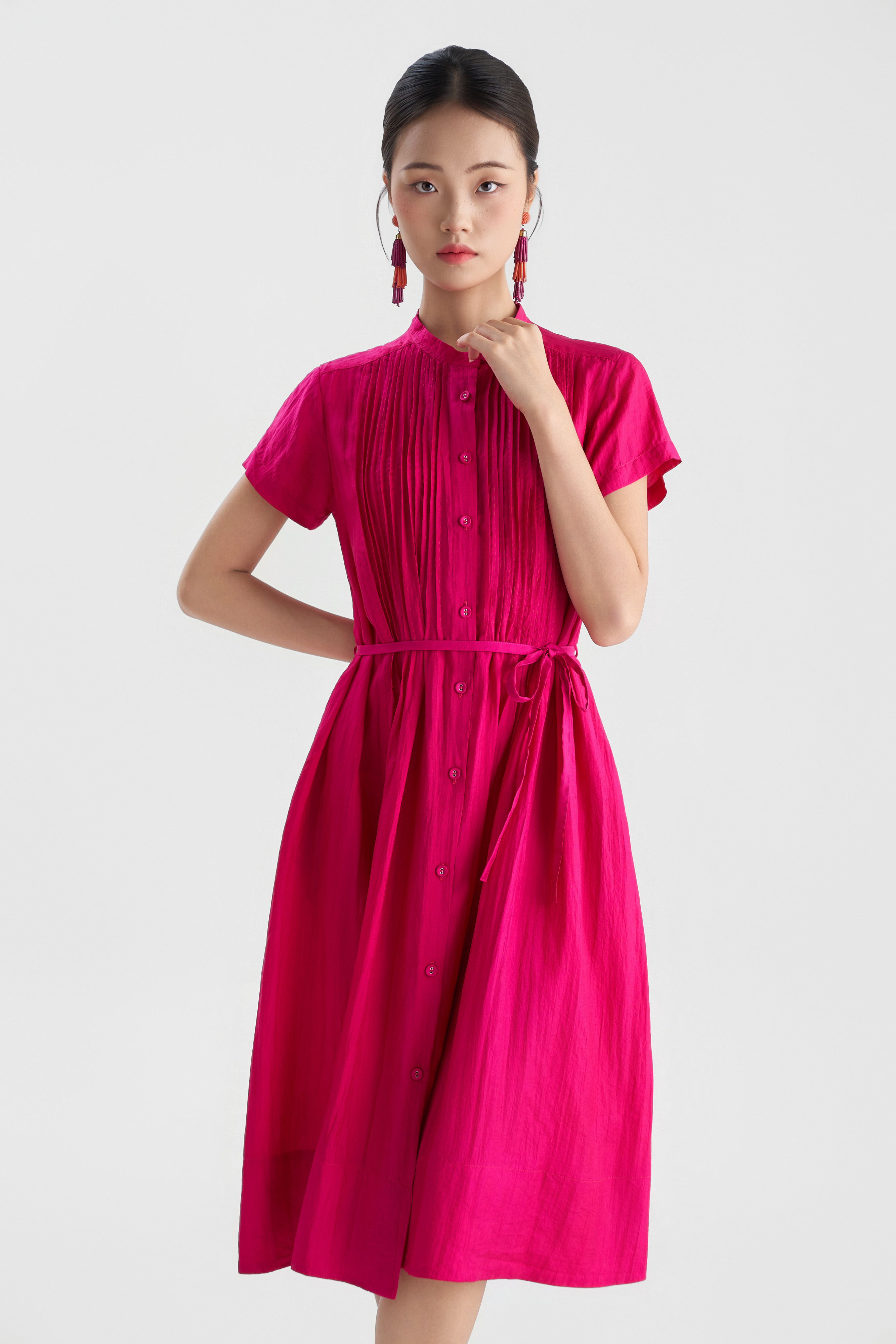 Váy Chần Tay Kaia Cộc Tay/ Hồng cánh sen