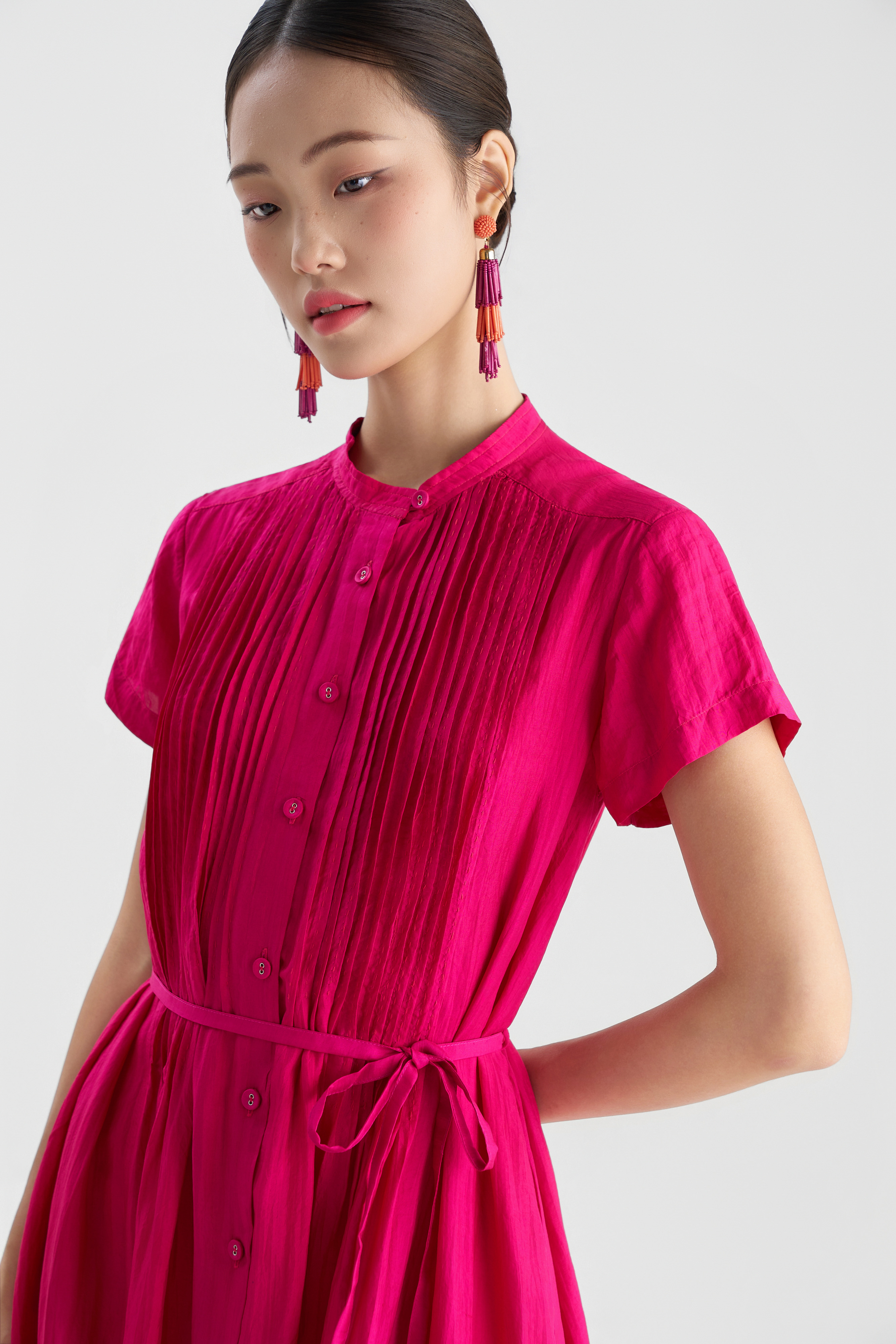 Váy Chần Tay Kaia Cộc Tay/ Hồng cánh sen