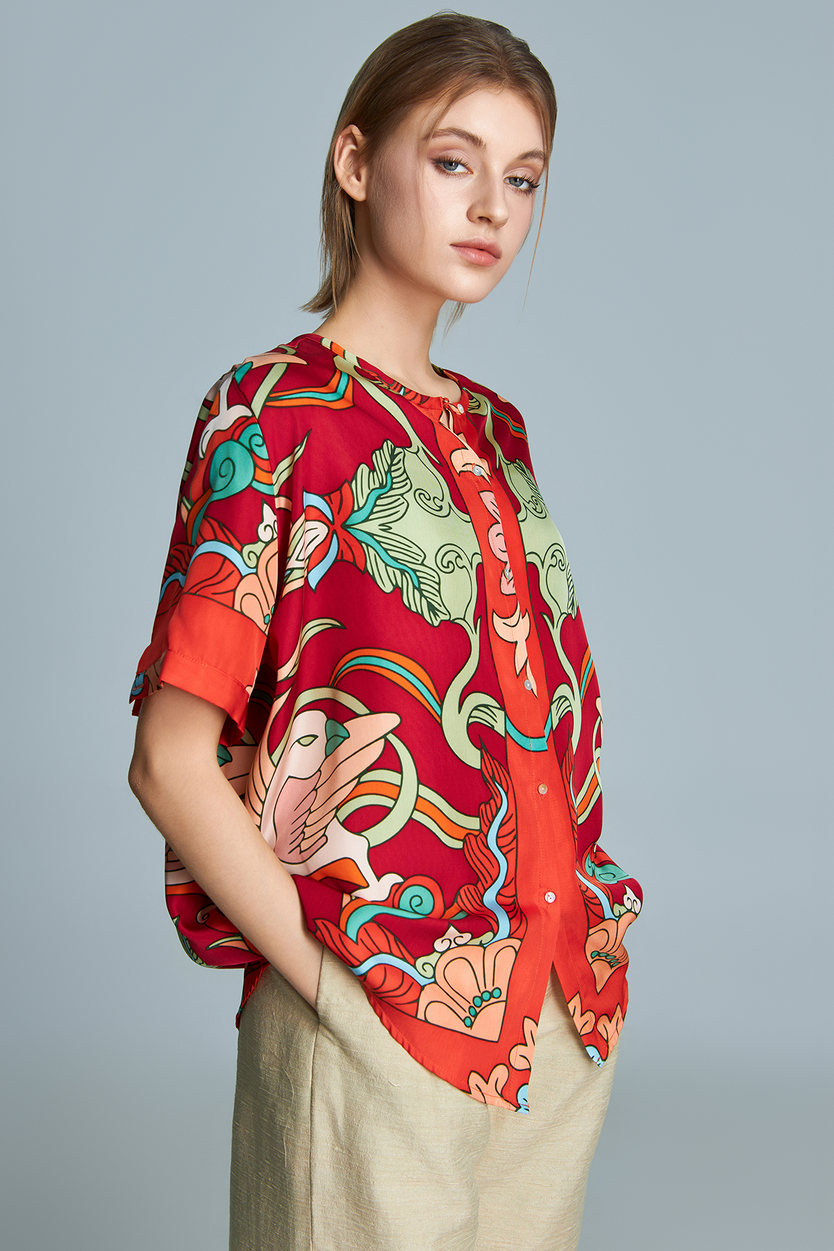 Áo lụa Myra/ Phượng Điểu/ Đỏ