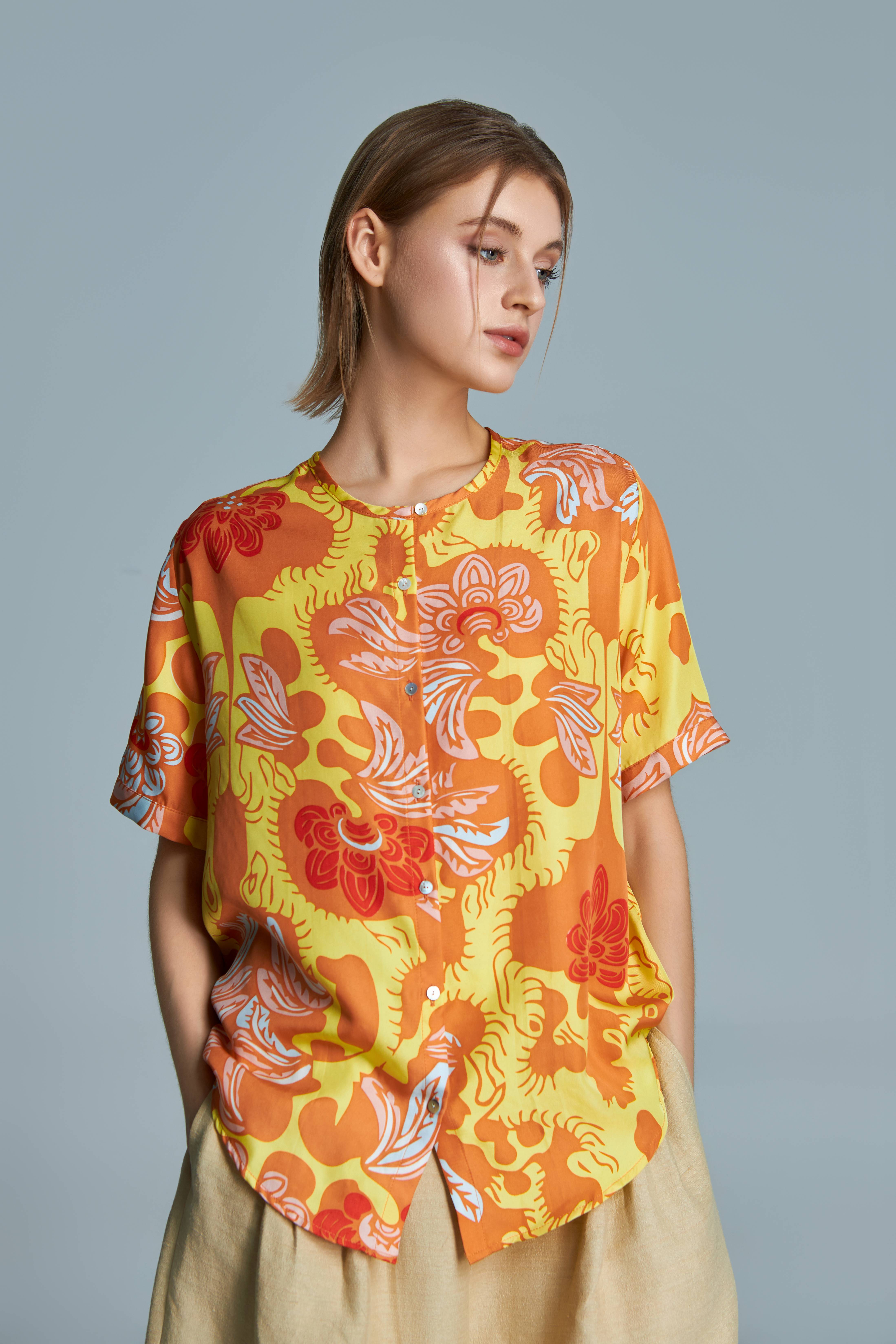 Áo lụa Myra/ Vườn Thanh Xuân/ Cam Vàng