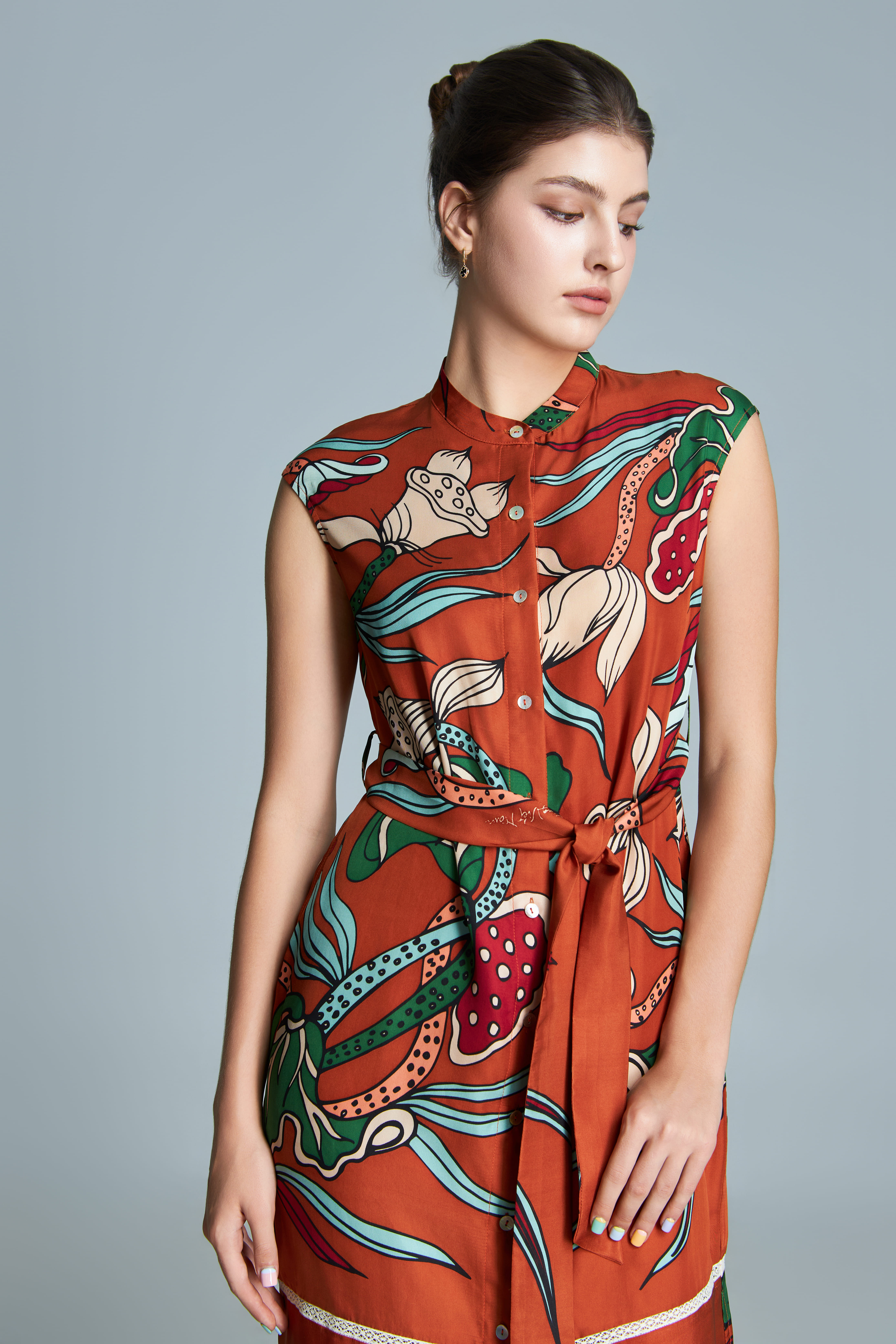 Váy lụa Rosalyne/ Liên Hoa Vũ/ Cam