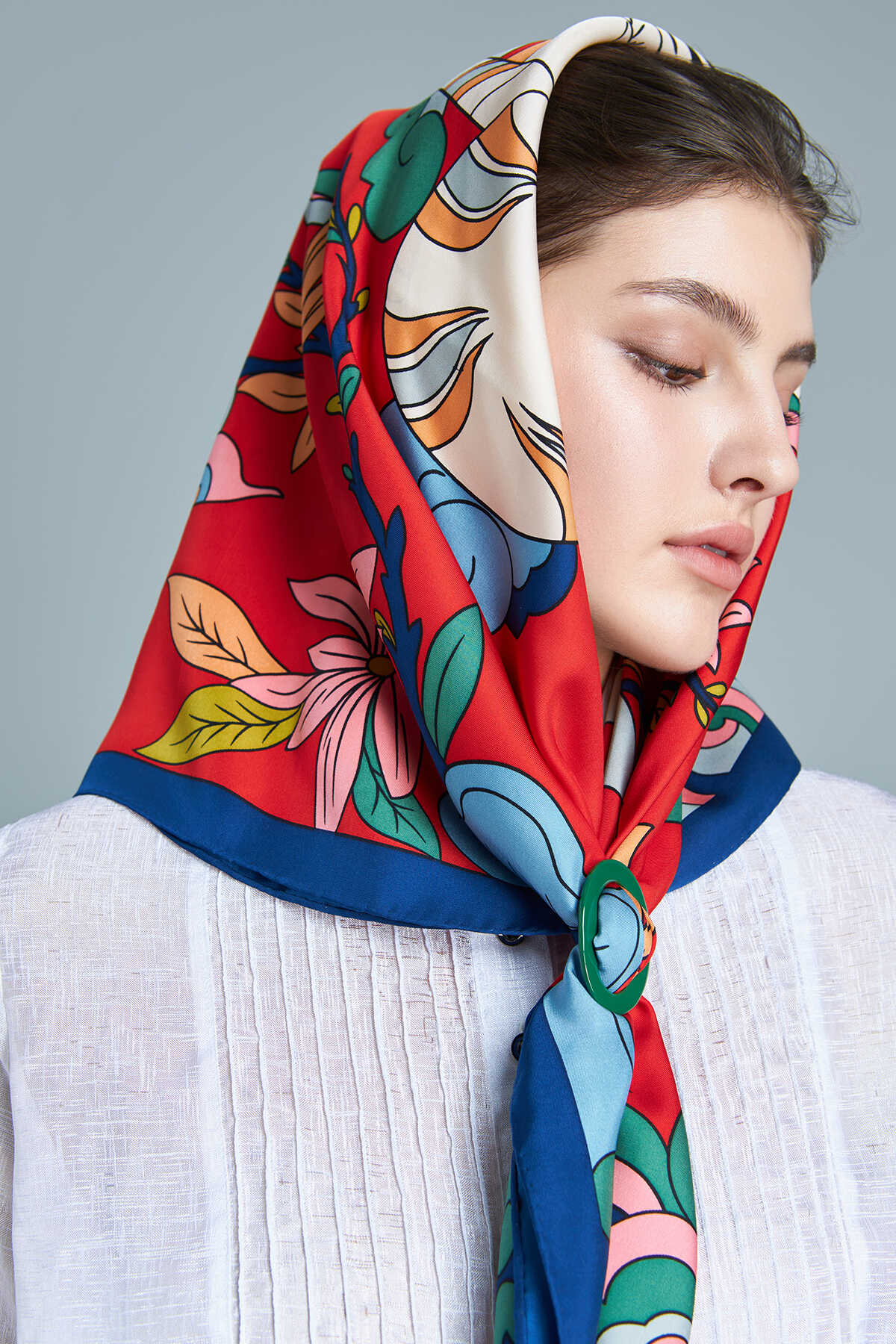 Khăn lụa Hổ Hàng Trống/ Size 65x65