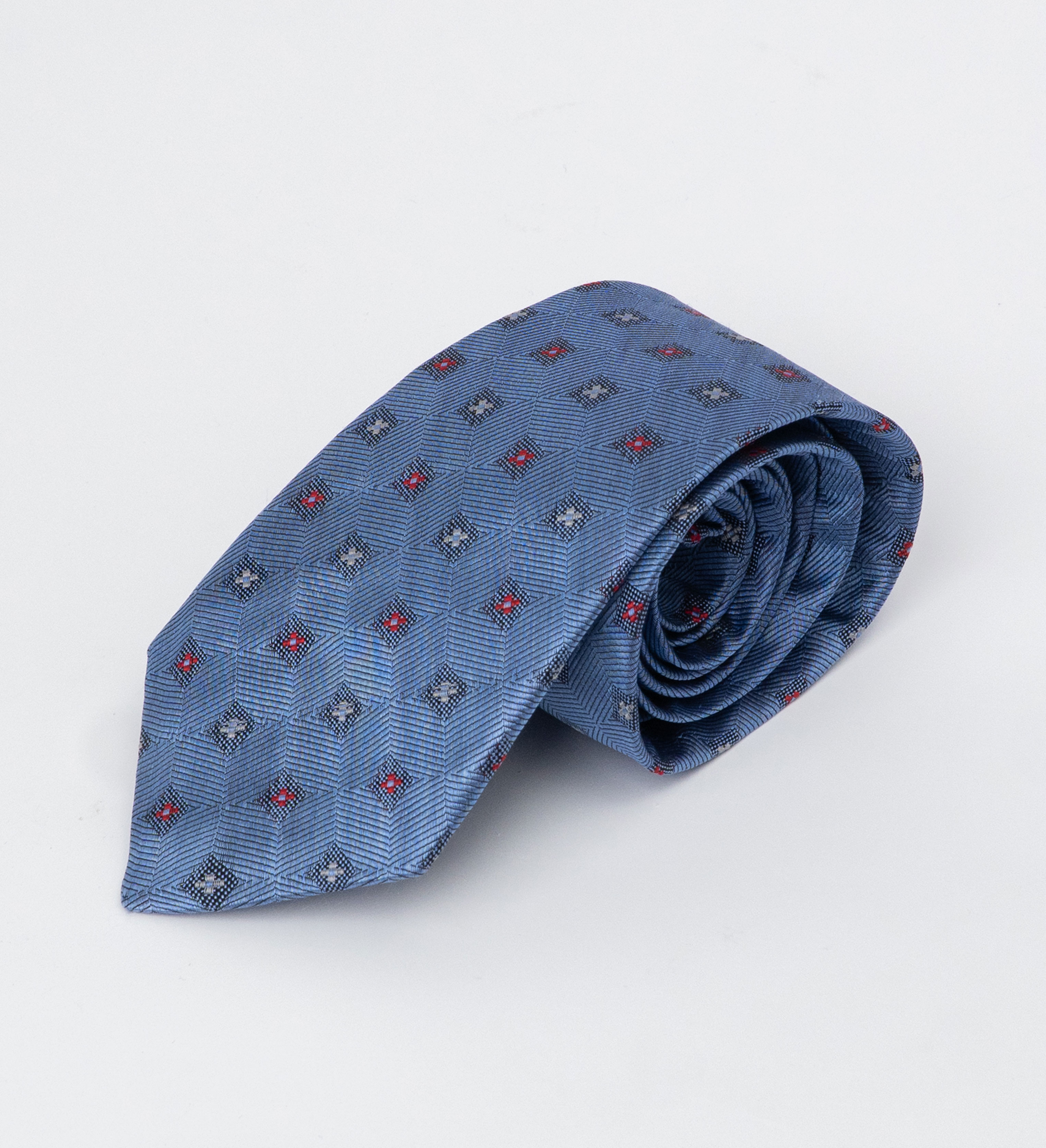 Cà vạt lụa ô vuông đỏ trắng/ Xanh pastel