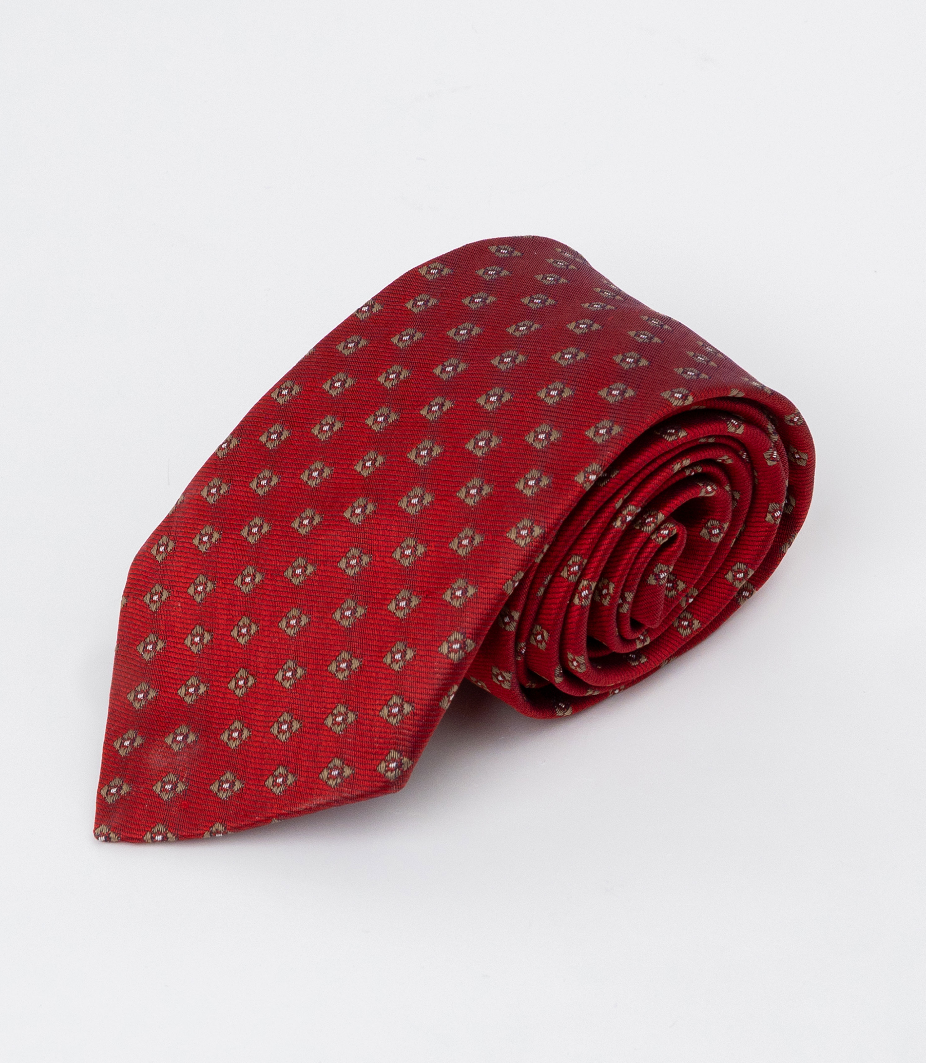 Cà vạt lụa ô vuông bạc/ Đỏ cờ