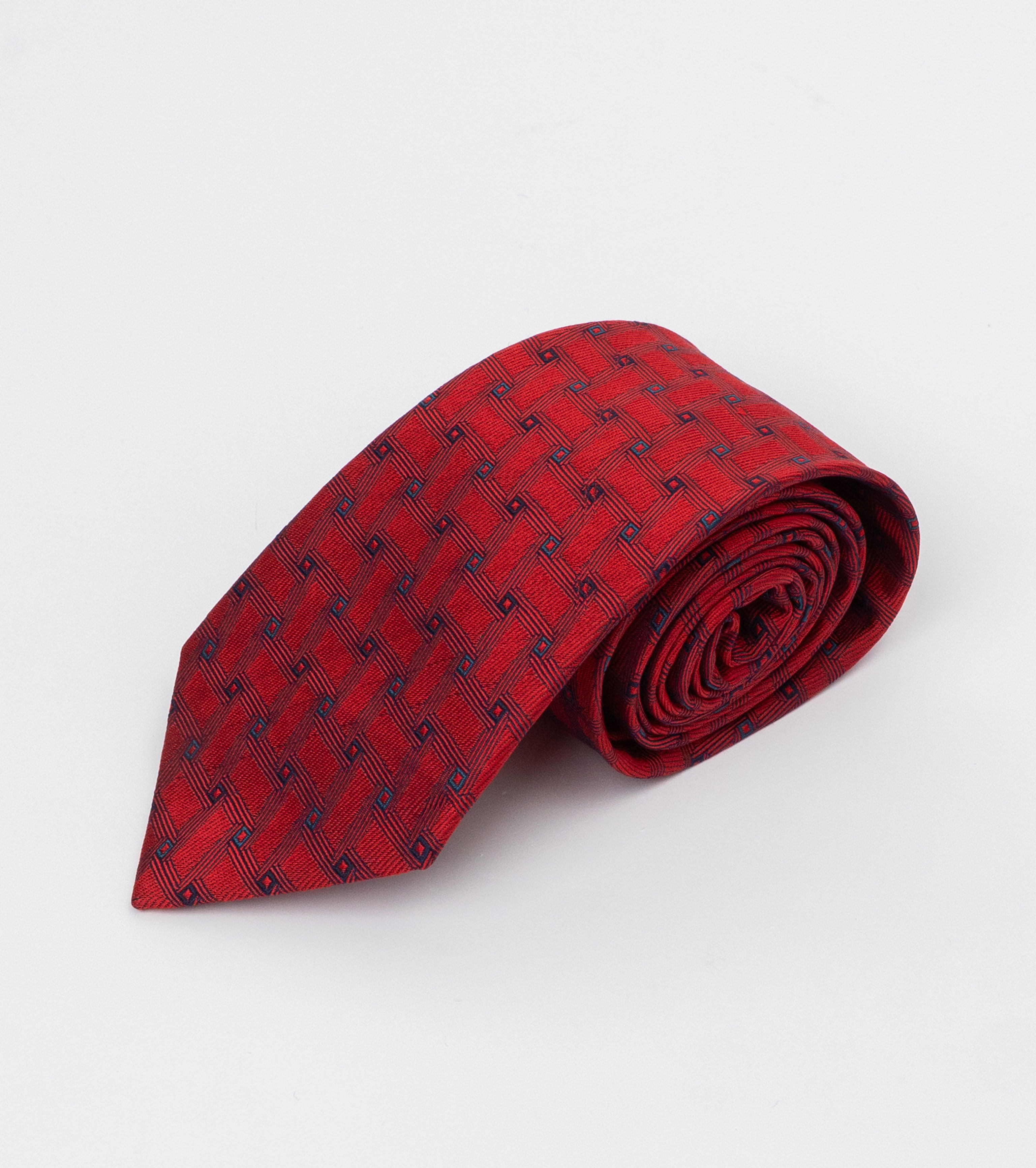 Cà vạt lụa ô trám xanh nhỏ/ Đỏ rượu