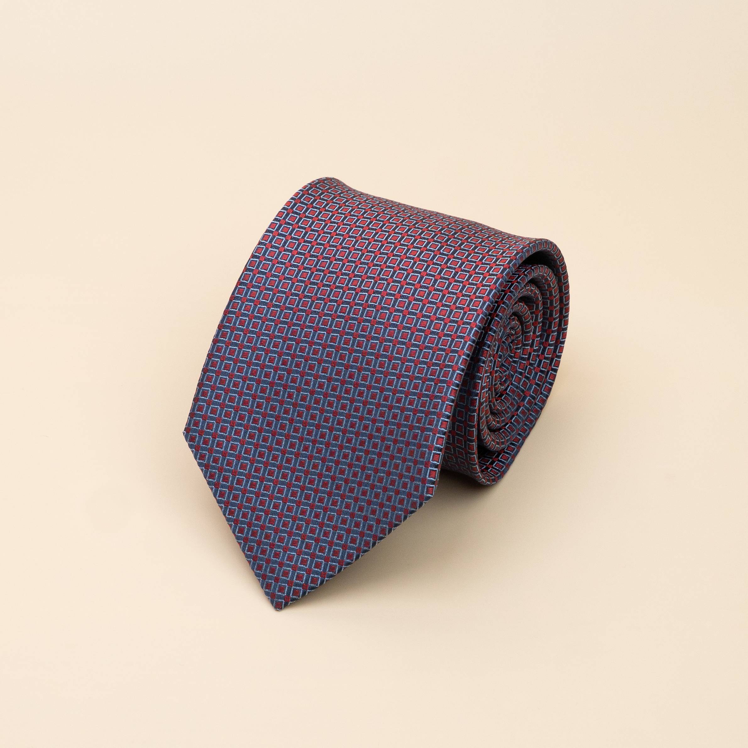 Cà vạt lụa ô vuông/ Đỏ