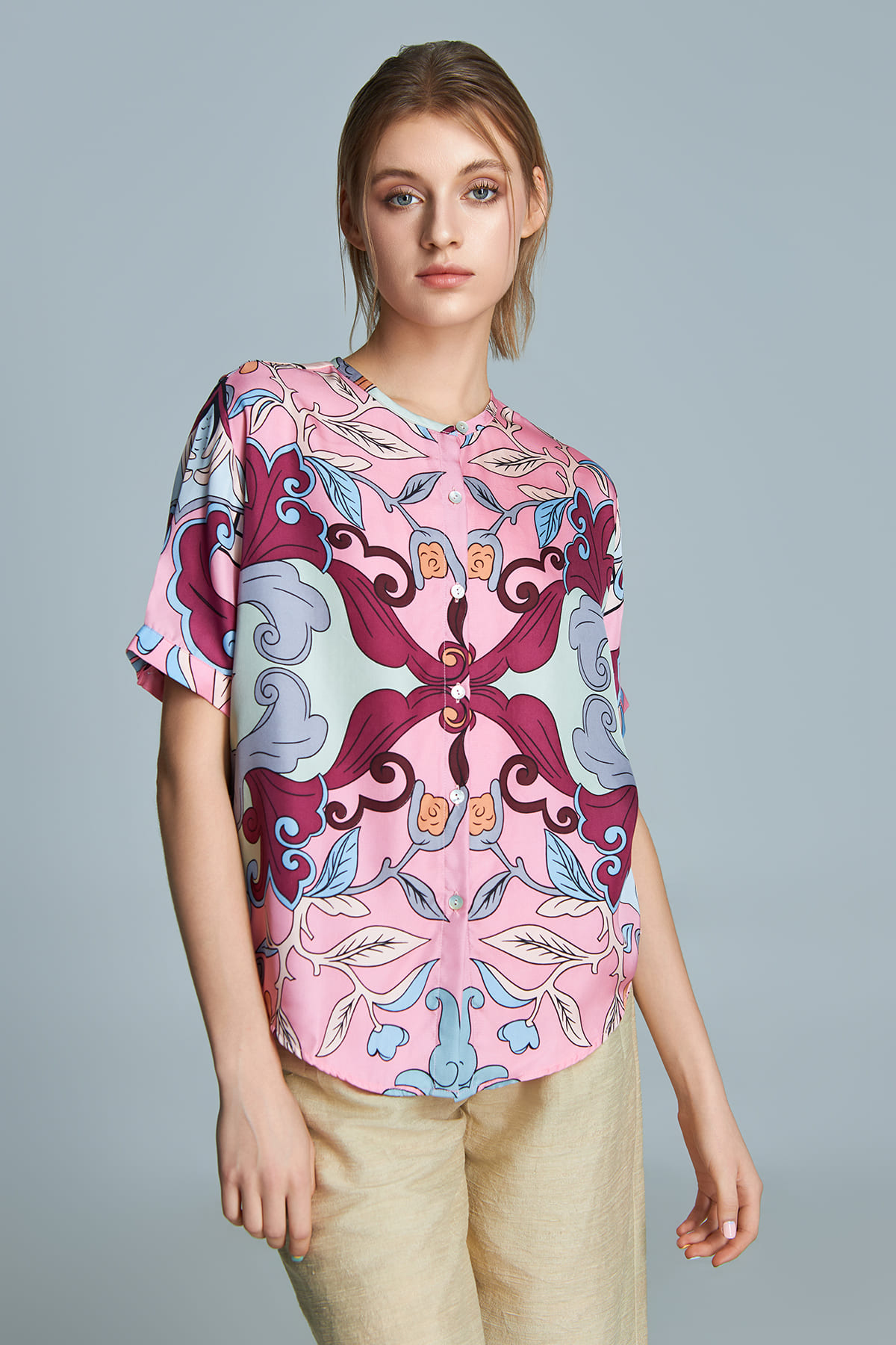 Áo lụa Myra/ Phật Thủ Hương Duyên/ Hồng