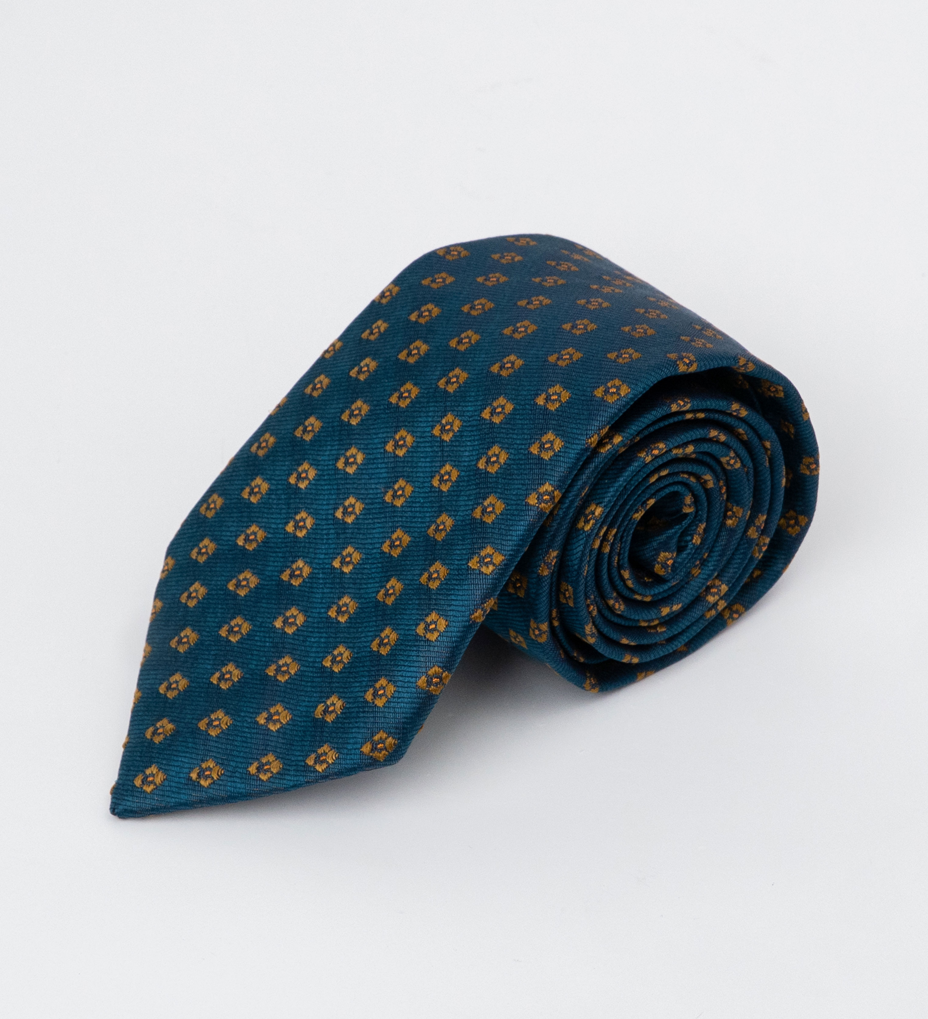 Cà vạt lụa ô vuông vàng/ Xanh navy