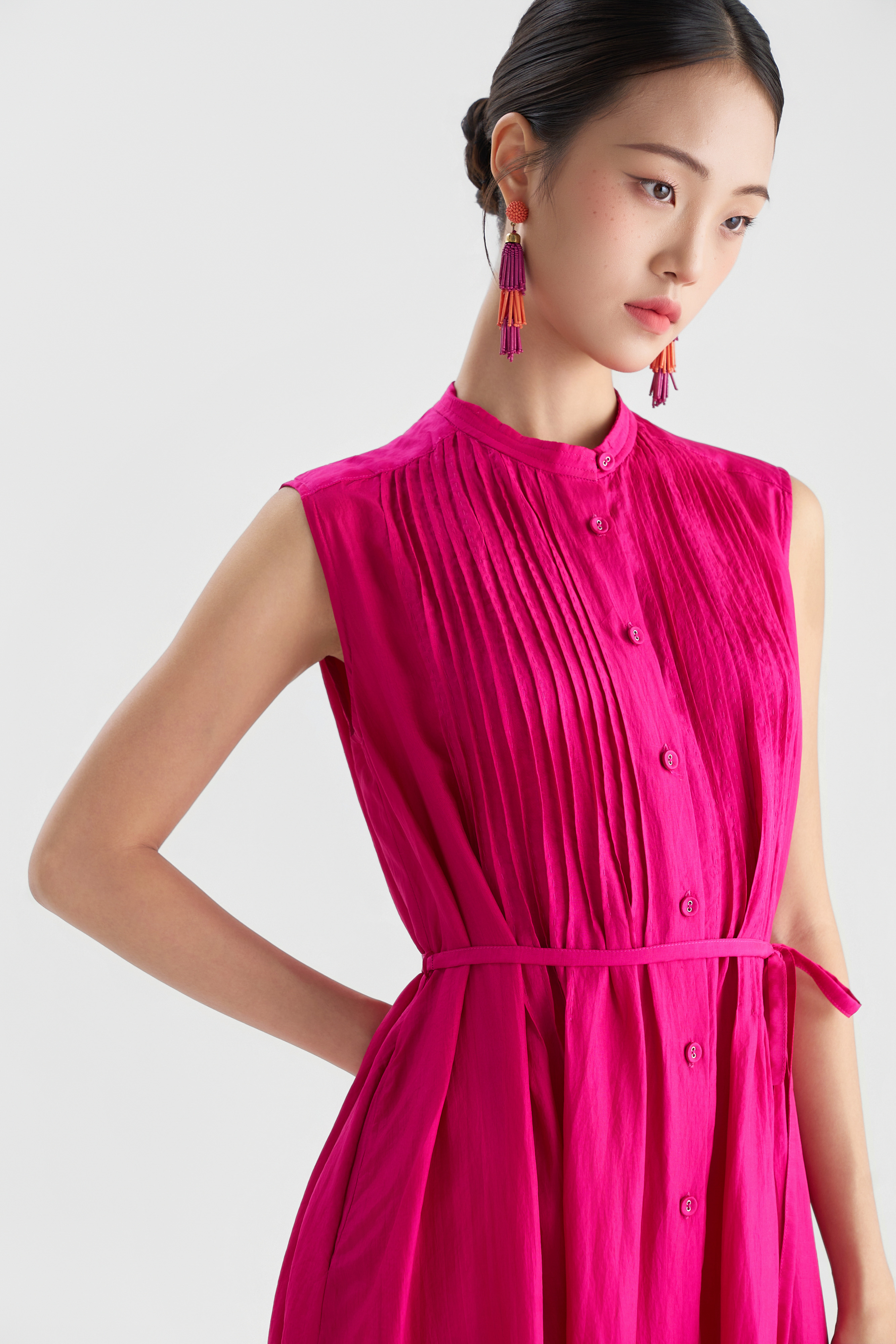 Váy Chần Tay Kaia Sát Nách/ Hồng sen