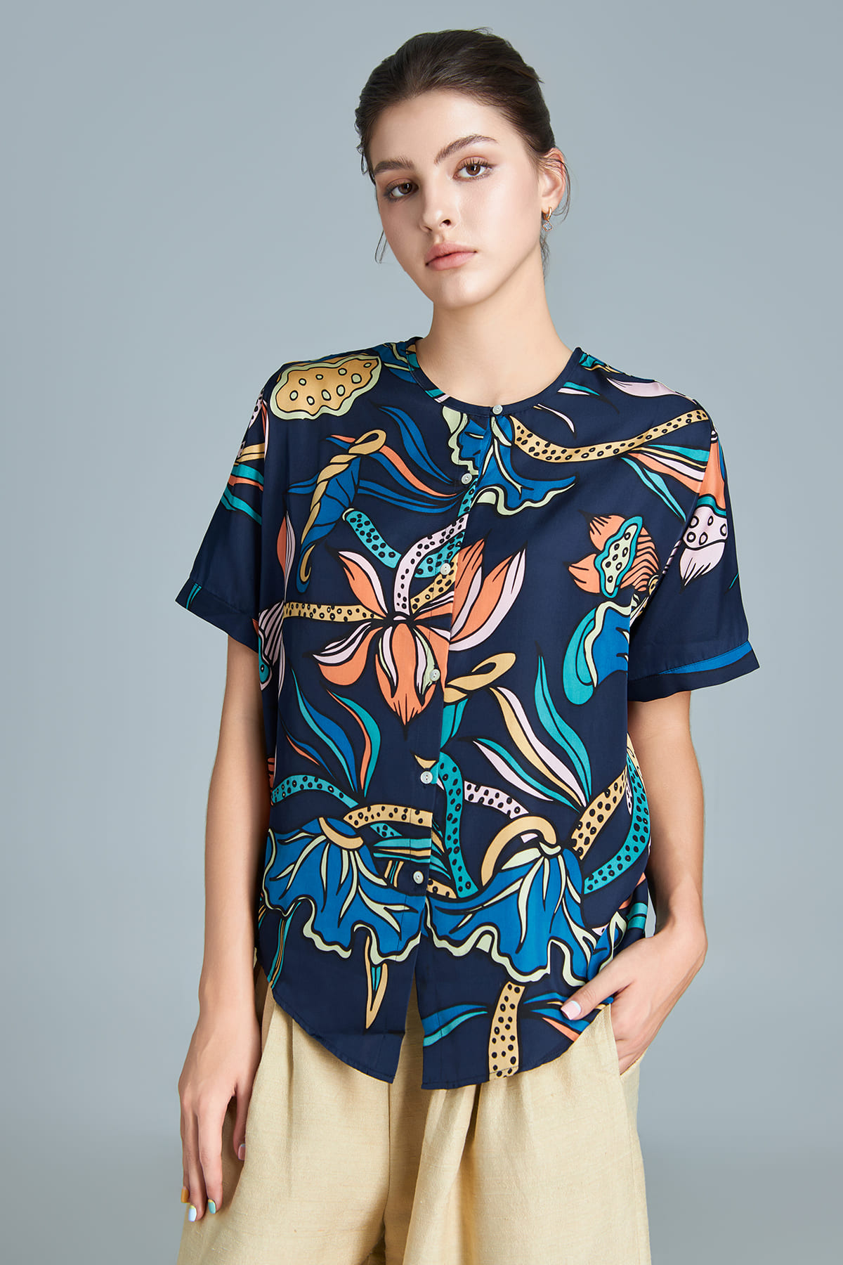 Áo lụa Myra/ Liên Hoa Vũ/ Xanh Navy