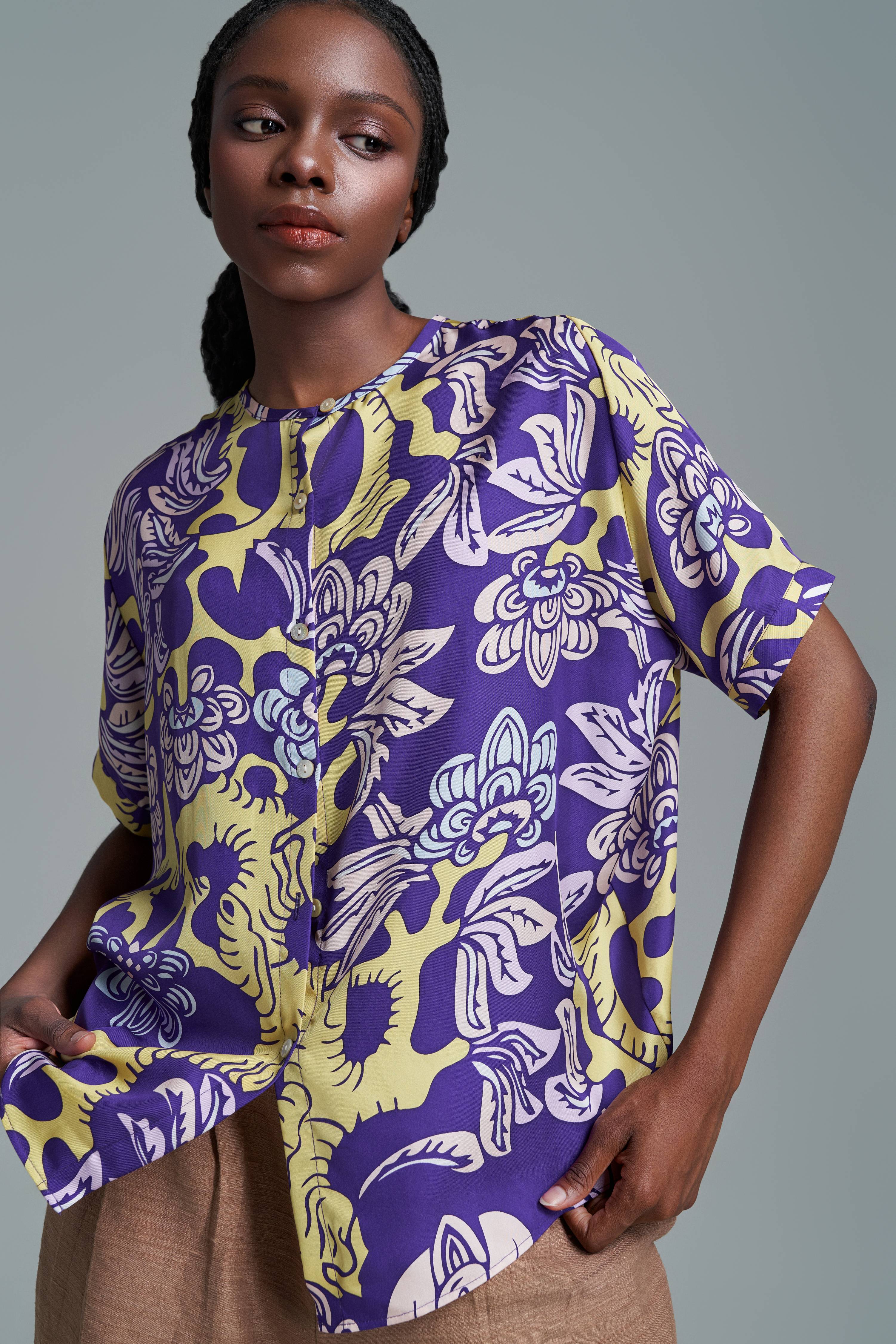 Áo lụa Myra/ Vườn Thanh Xuân/ Tím Vàng